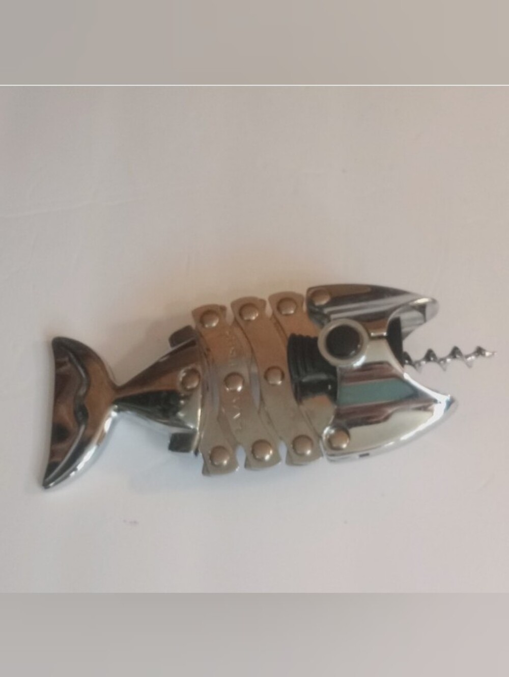 Lazy Fish Chrome Wine Bottle Opener Corkscrew Accordion Bar Tool Made In England